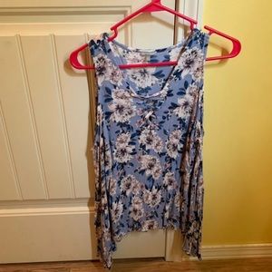 Floral open shoulder top